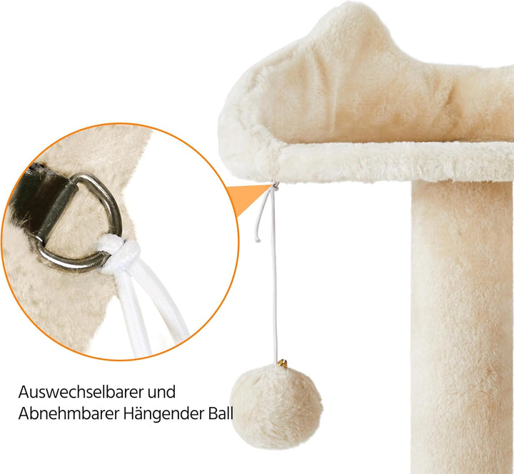 Yaheetech 178 cm Kratzbaum gross Stabiler Katzenbaum mit 2 Höhlen beige | FSC-zertifizierte Spanplat