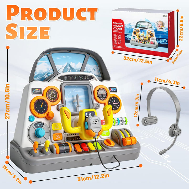 elzle Flugzeug Cockpit Armaturenbrett, Flugzeug Simulator Spielzeug Mit Licht Und Sound Für Kinder A