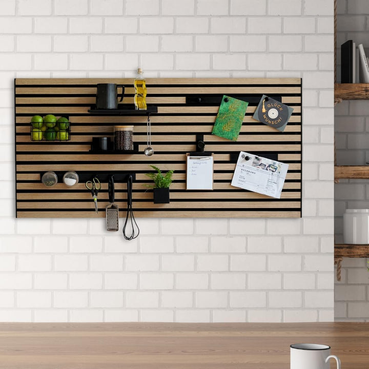 Steinmine - Designmanufaktur Wandorganizer (60 x 60 cm) - Akustikpaneel mit Eichenholzlamellen - ink