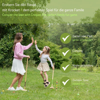 GICO Qualitäts Krocketspiel/Krocket/Crocket für 4 Spieler (100 cm Erwachsenengrösse) mit Transportta