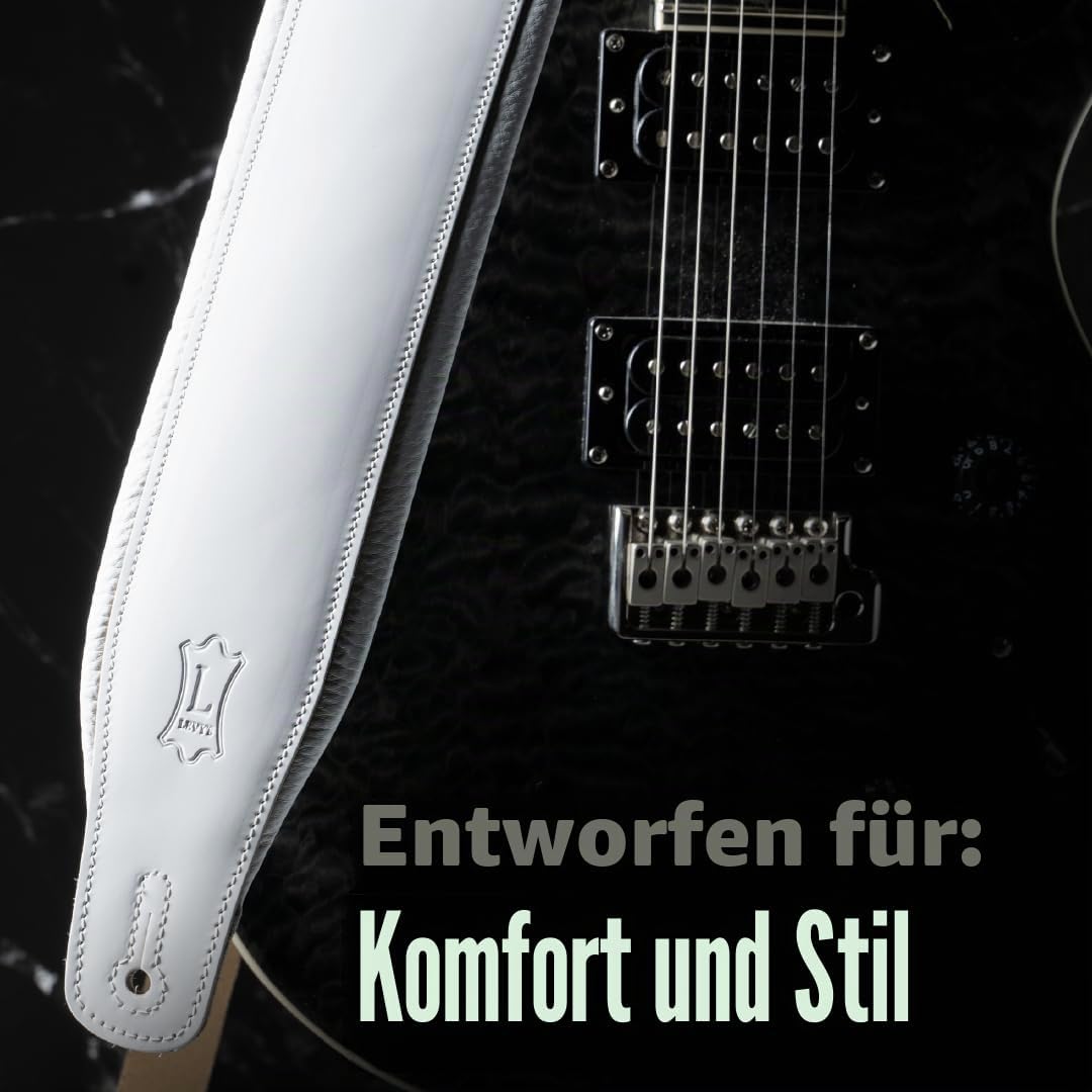 Levy's M26PD-BRN_CRM Gitarrengurt Top Grain Leather 3" - Bark Brown on Cream