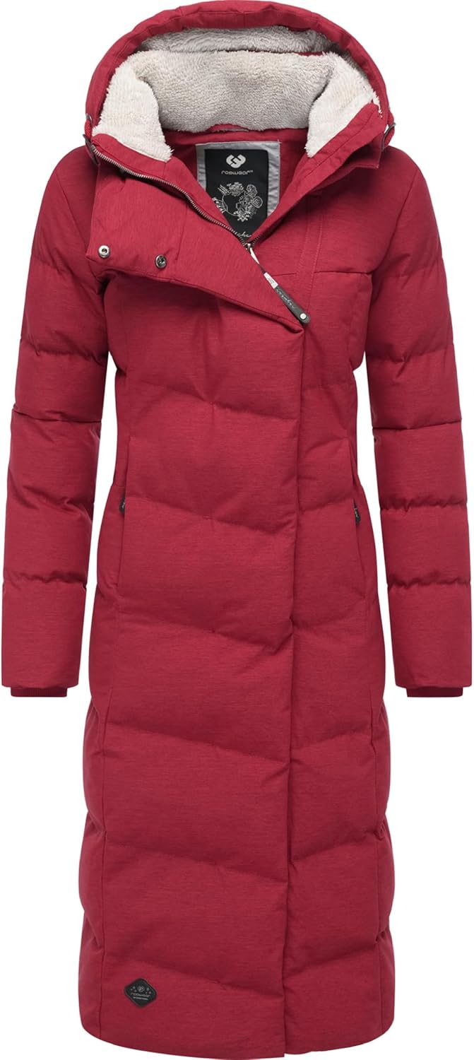 Ragwear Damen atmungsaktiver Wintermantel Warmer wasserdichter Steppmantel lang mit Kapuze Pavla Lon