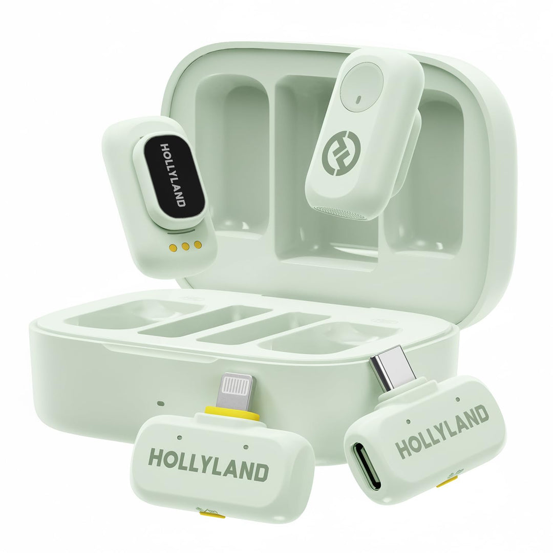 Hollyland Lark A1 Combo (Mintgrün, mit USB-C RX + Lightning RX + Ladecase) Funkmikrofon