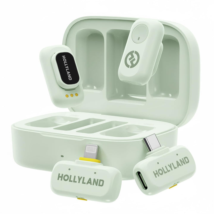 Hollyland Lark A1 Combo (Mintgrün, mit USB-C RX + Lightning RX + Ladecase) Funkmikrofon