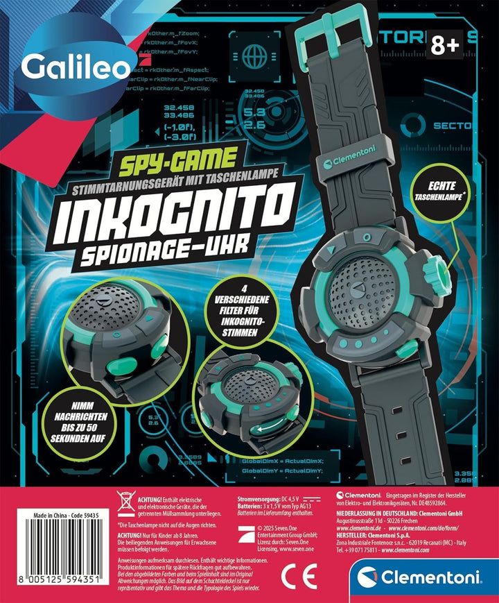 Galileo Spy Inkognito Spionage-Uhr - Hightech-Uhr mit Taschenlampe & Stimmenverzerrer für Spione, Ag