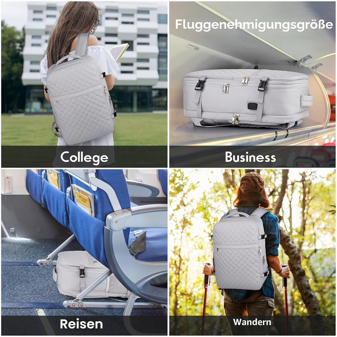 MOMUVO Reiserucksack, Rucksack Handgepäck Flugzeug, Ryanair Handgepäck 46x31x20, mit 17.3 Zoll Lapto