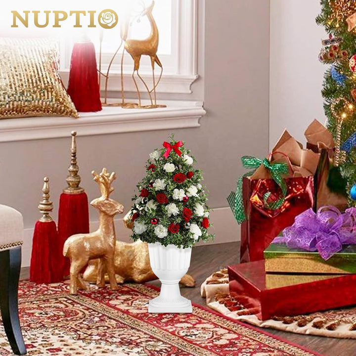 NUPTIO 2 Stück Blumenspindel, Dekorative Urne aus Kunststoff mit Einer Höhe von 35.5cm, Hoher Kunsts