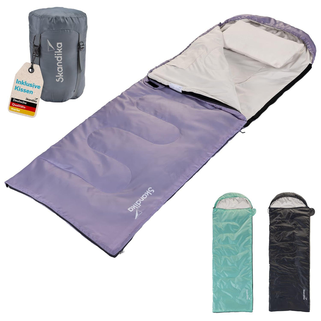 Skandika Deckenschlafsack Skye | Schlafsack 3 Jahreszeiten, mit Kissen, koppelbar, 220 x 75 cm, 250g