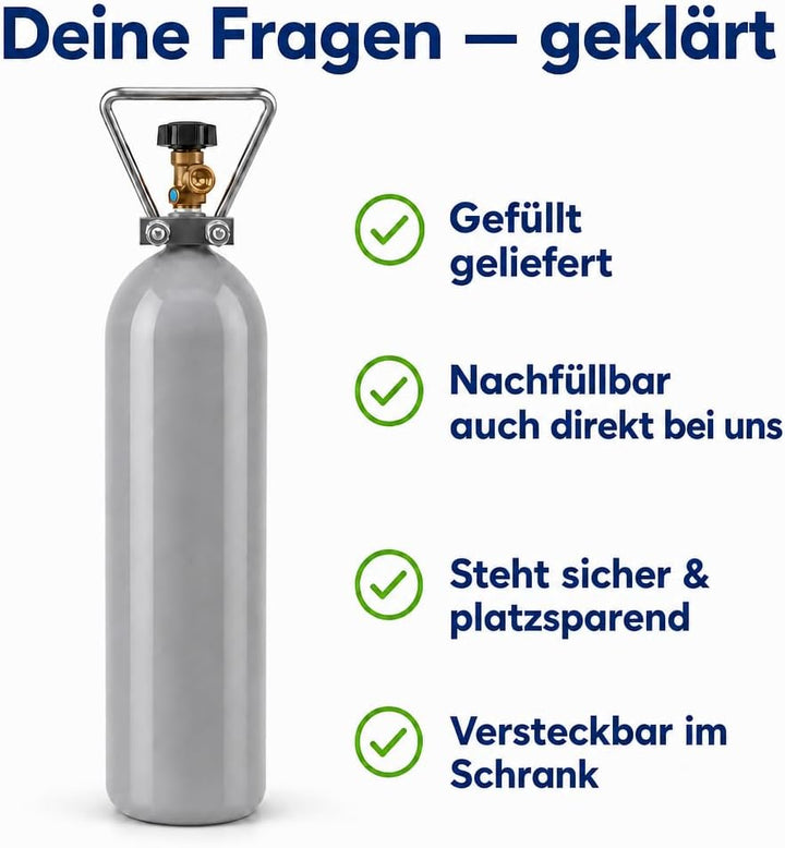 Wassersprudler Crystal Spar-Set mit 2kg CO2 | Flasche 400L statt 60 L, optimal für Familien und Büro