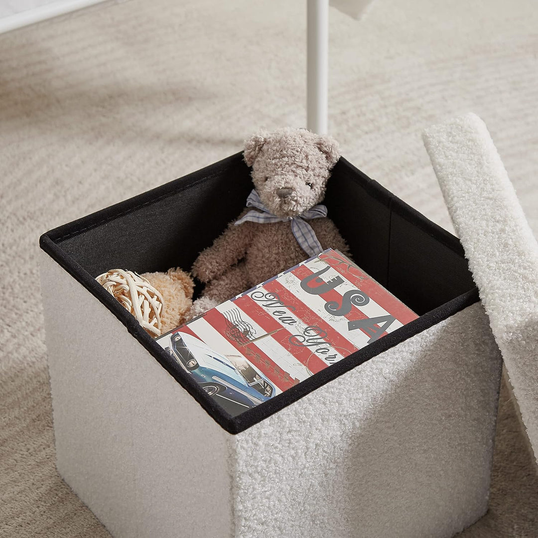 Zedelmaier Sitzhocker Sitzwürfel mit Stauraum Plüschstoff Fussbank Truhen Aufbewahrungsbox faltbar b