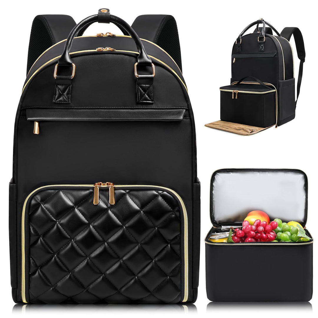 Jetviivid Lunch Rucksack Damen, Laptop Rucksack 15,6 Zoll mit Isoliertes Kühltasche, 2-in-1 Arbeitsr