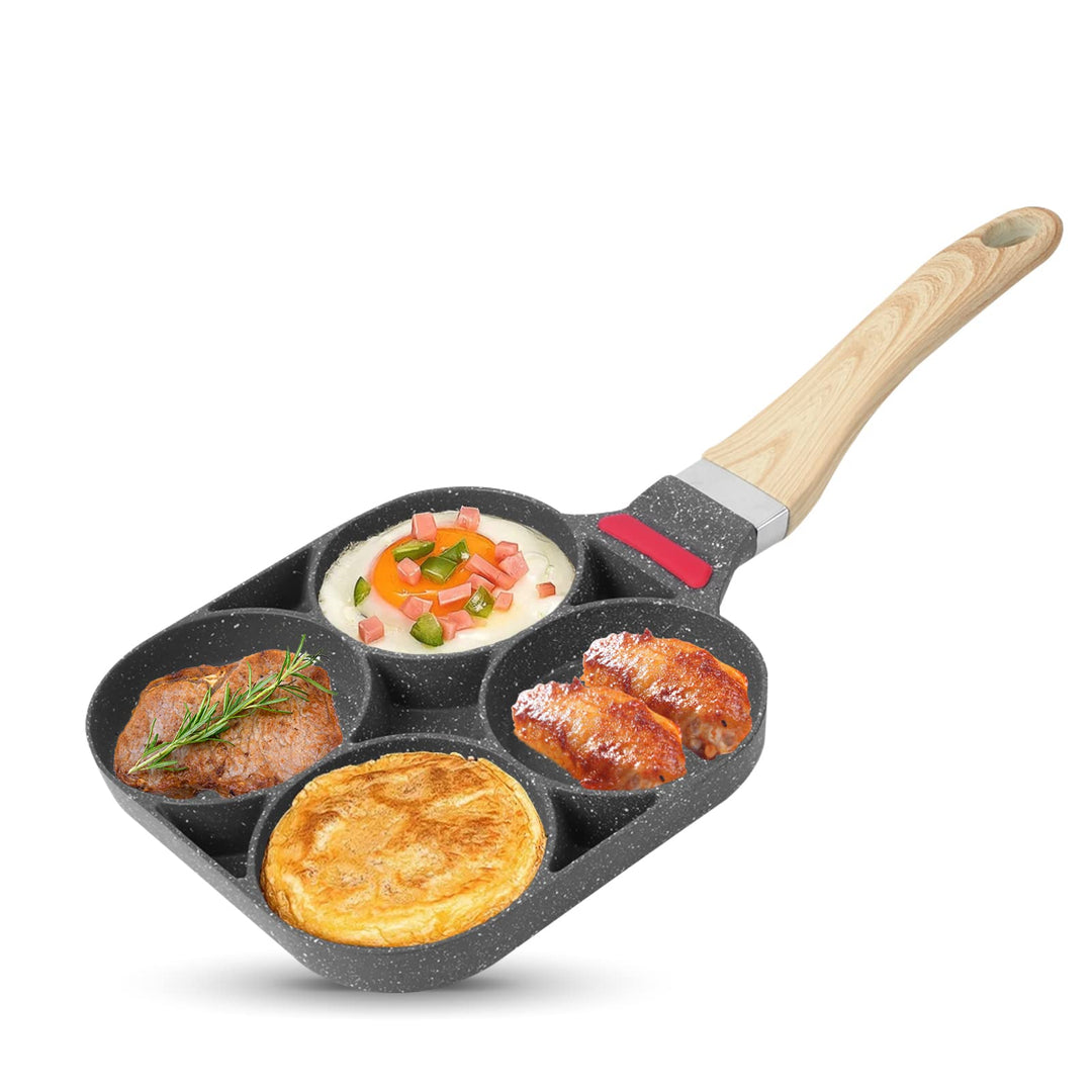 HERCHR 4 Eier Pancake Bratpfanne, Pfannkuchenpfanne Für Gasherd Und Induktionsherd, Spiegelei Burger