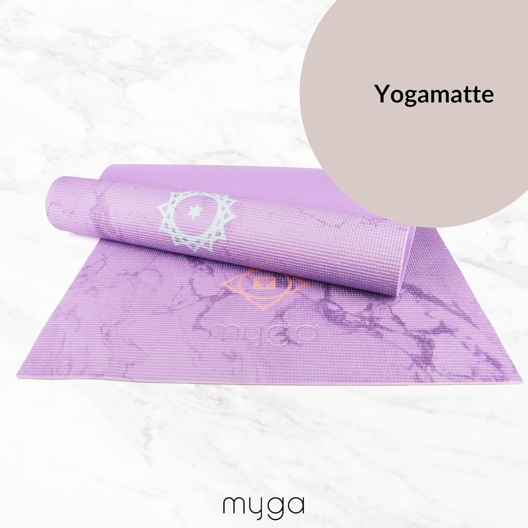Myga Yoga Starter Kit | Komplettes Set mit Yogamatte, Yogablock & Gurt | rutschfest & Unterstützend