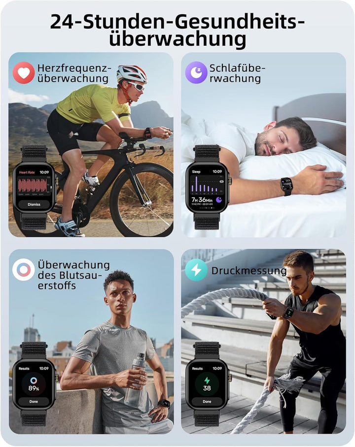 Parsonver Smartwatch Herren Damen mit Telefonfunktion, Fitnessuhr mit GPS, 3 ATM wasserdichte für Sc