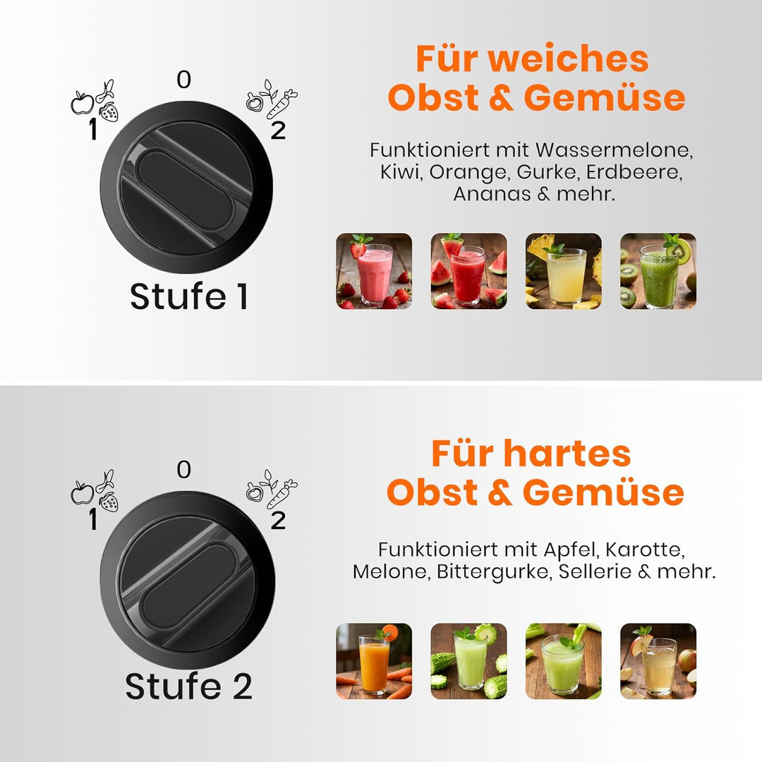 Elektrischer Entsafter 400W Zentrifugalentsafter Saftpresse Juice Mit 65mm Einfüllöffnung Und 600ML