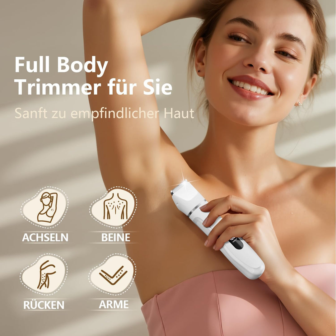 Intimrasierer für Frauen, Rasierer Damen Intimbereich Sanft, 2 in 1 Elektrischer Damenrasierer, Biki