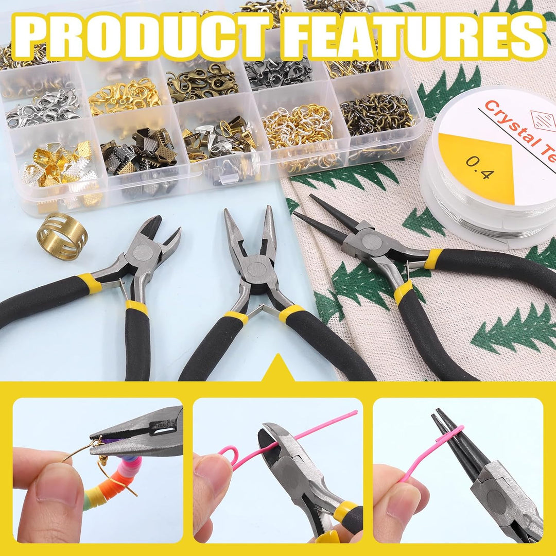 Mardatt 1488Pcs Jewelry Making Supplies Kit Includes Magnifying Glass, Jewelry Pliers, Jewelry Wires