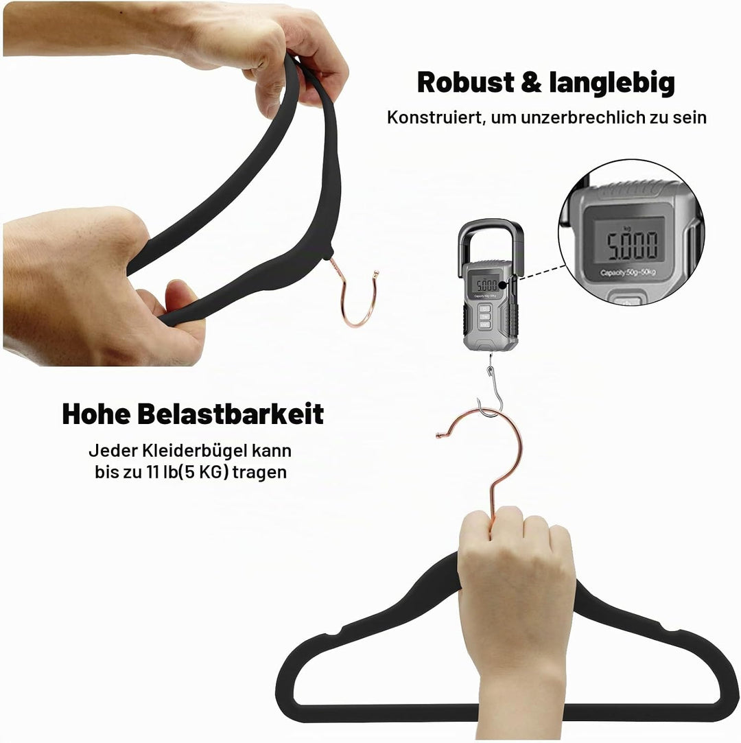 ABHENG 50 Stück Kinderkleiderbügel Samt, Samtbügel für Baby mit 360° Drehbarem Haken, rutschfeste un