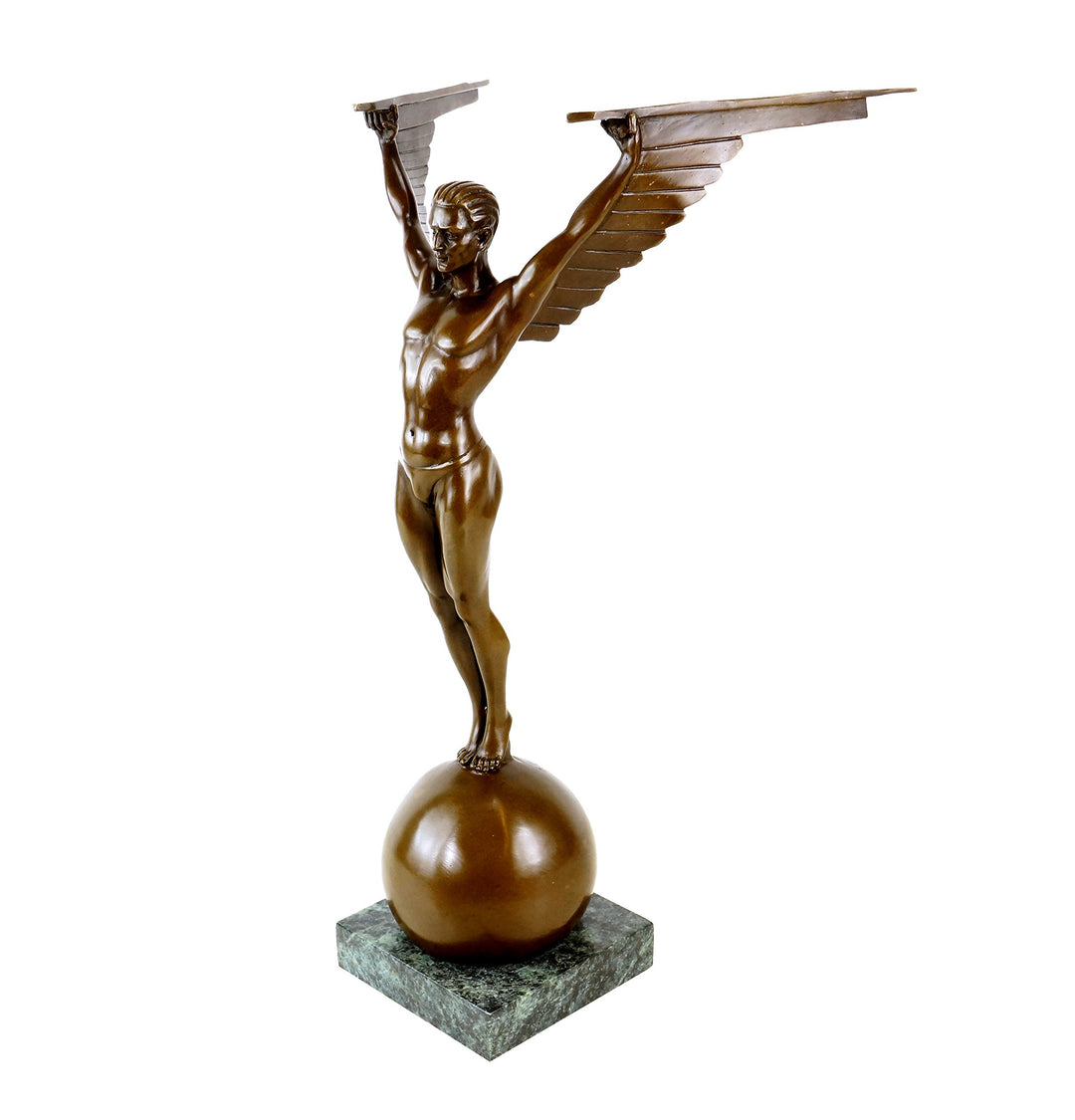 Kunst & Ambiente - Icarus Art Deco Skulptur aus Bronze - signiert Gennarelli - Mythologische Figur -