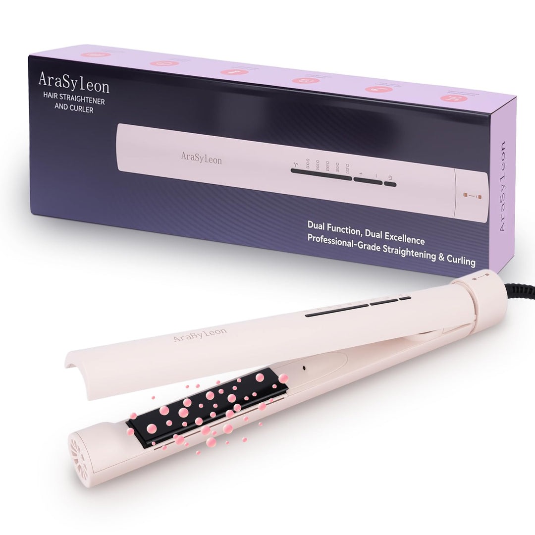 2-in-1 Haar Glätteisen und Lockenstab – 31mm Keramik Ionen Glätteisen für Locken und Glätten mit 5 T