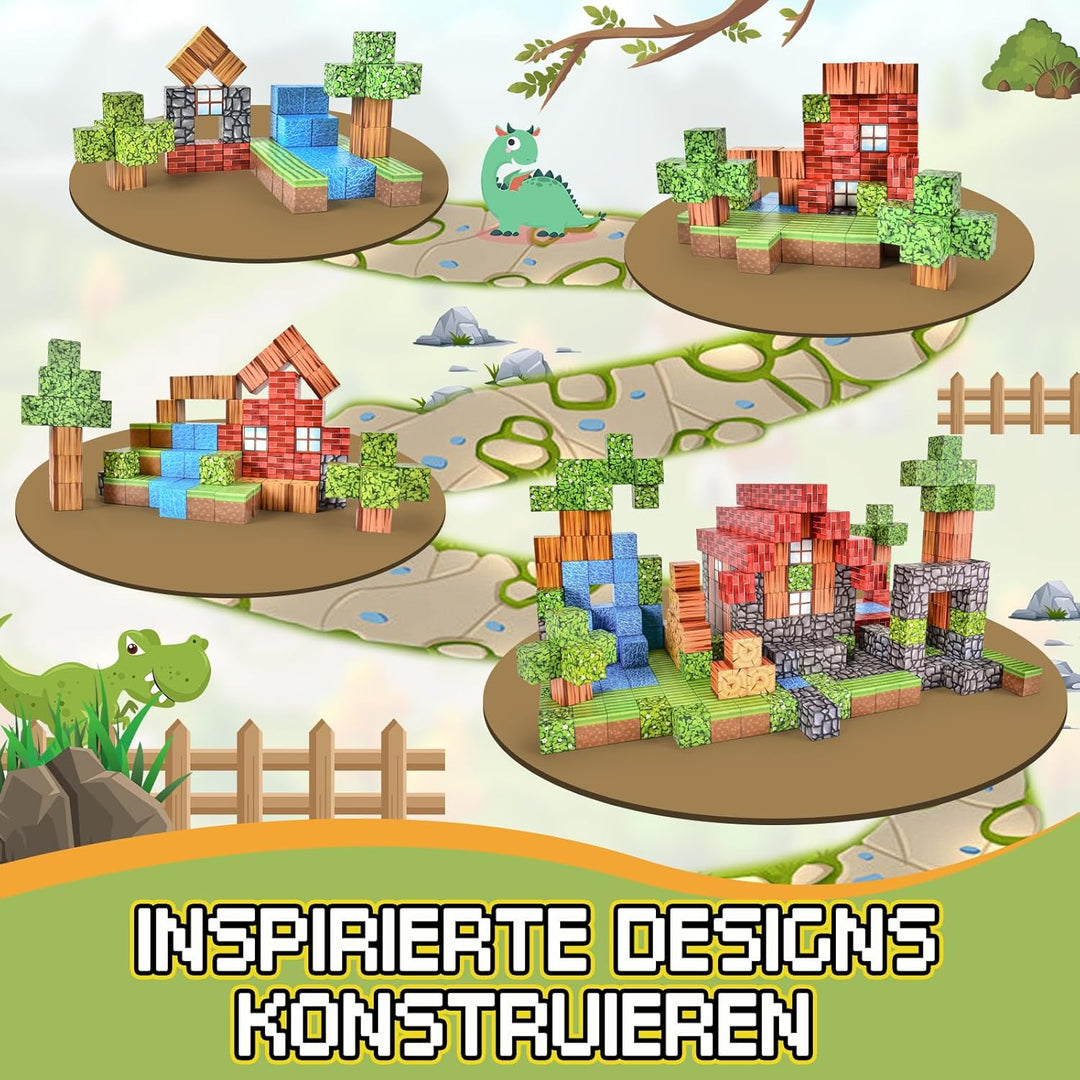 Ulikey Magnetische Bausteine, 80 Stück Magnetic Building Cubes 2.5CM Magnetische Würfel Set Wald Mag
