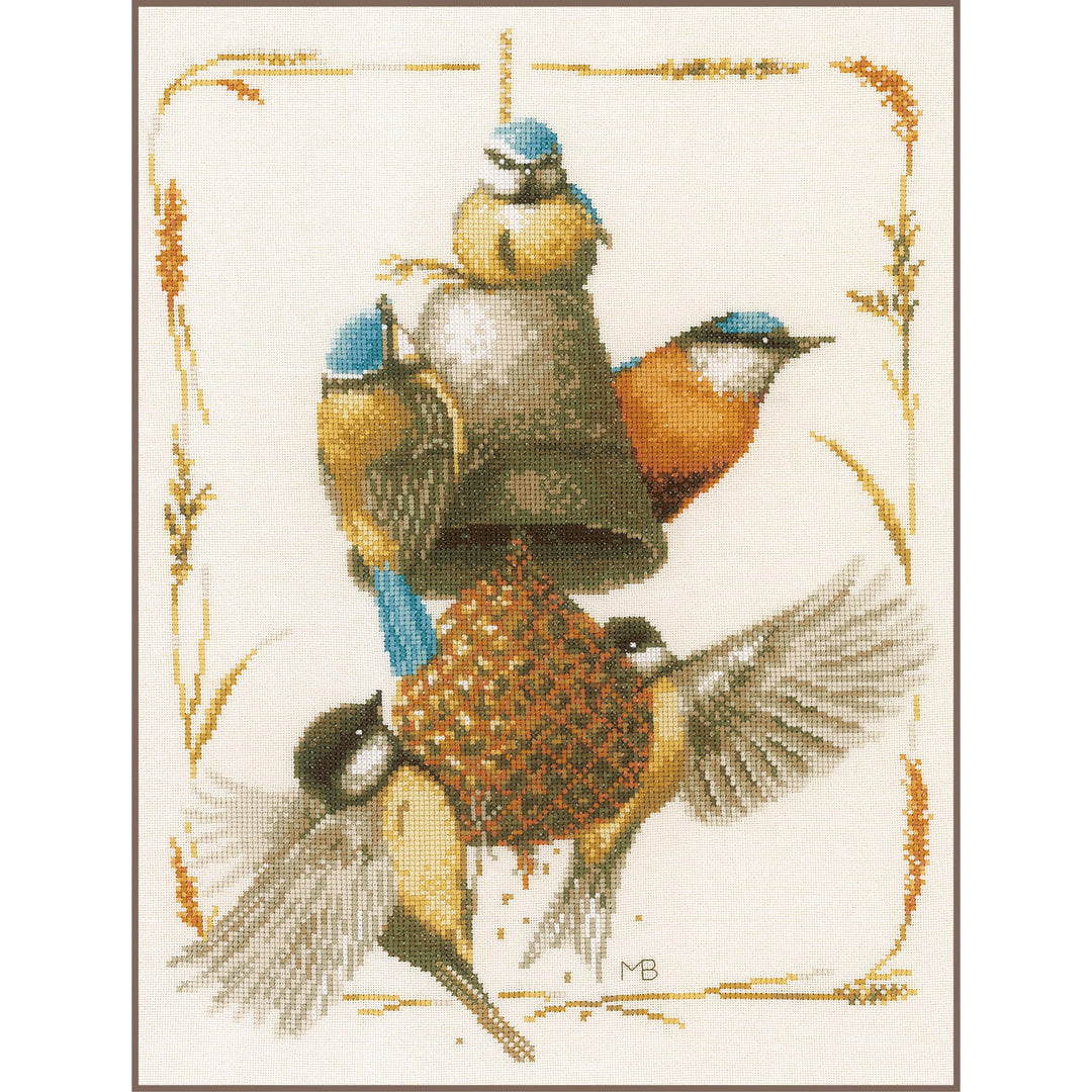 Lanarte PN-0171765 MB Vogelhäuschen II Zählmuster Kreuzstichset, Baumwolle, mehrfarbig, ca. 30 x 39