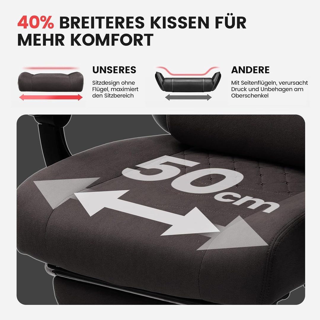 GTPLAYER Gaming Stuhl Stoff, Gaming Sessel mit Taschenfederkissen, ergonomischer Drehstuhl, Gamer St