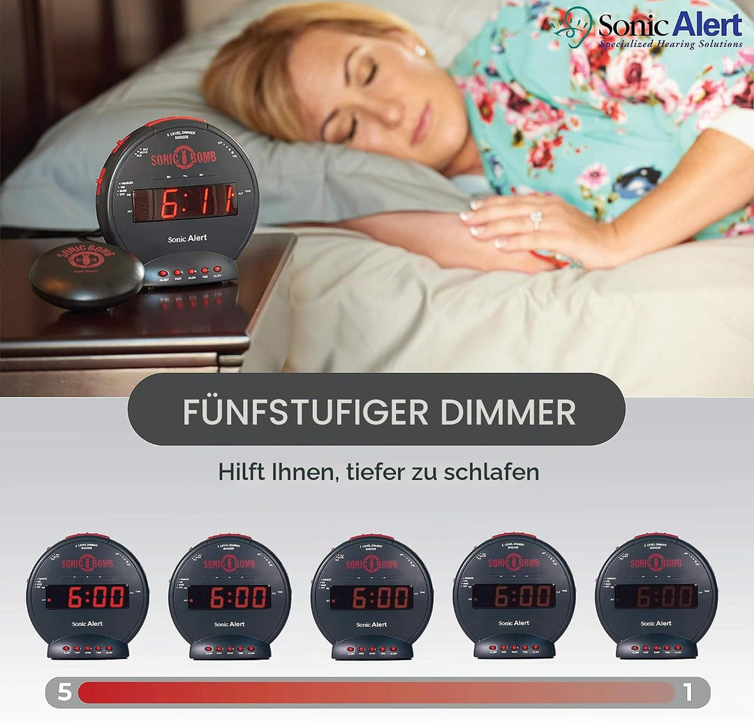 Geemarc SBB500 Super Laut Vibrations Wecker (85dB) - Schwarz SBB500SS Schwarz, SBB500SS Schwarz