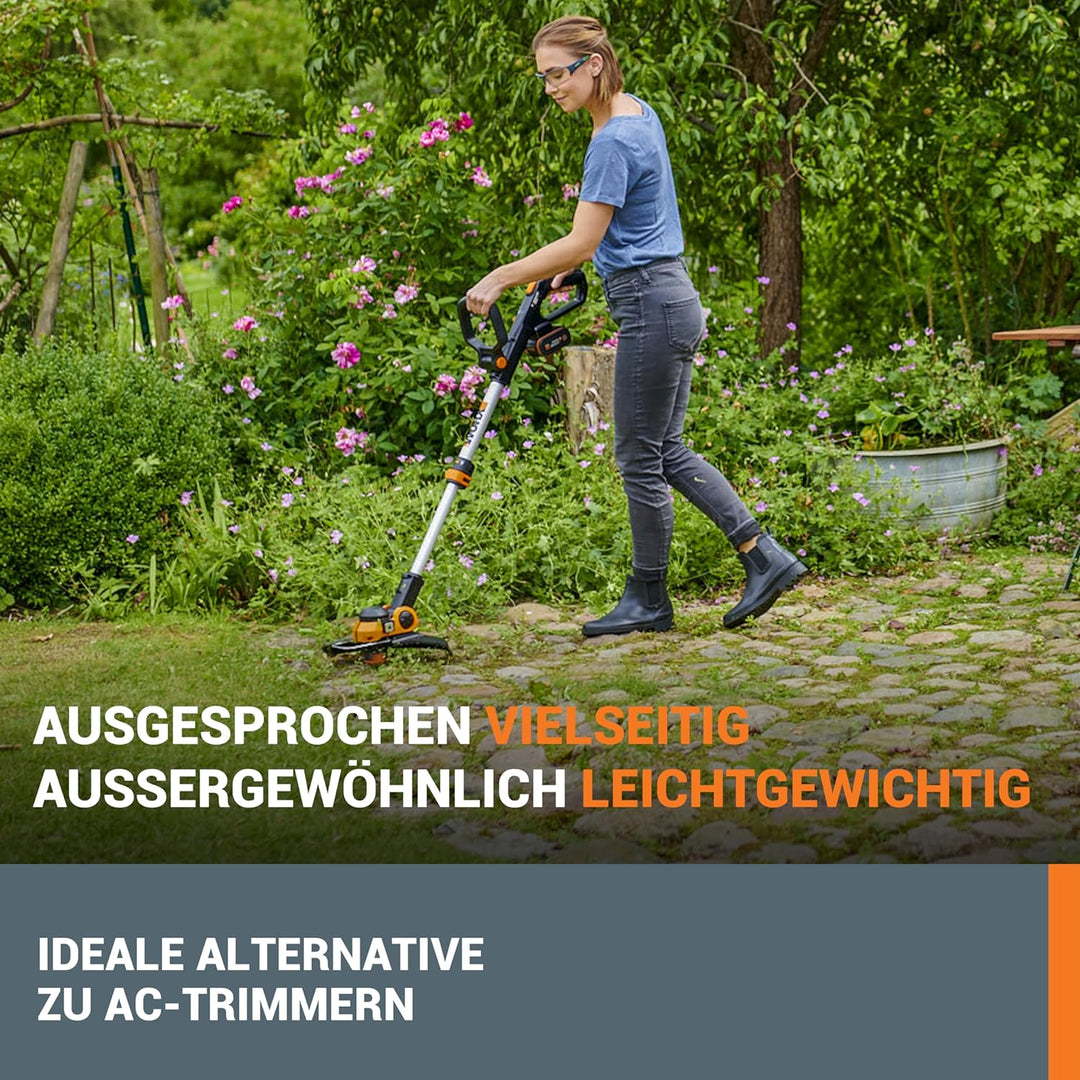 WORX WG163E Akku-Rasentrimmer und Kantenschneider Powershare 20V Li-Ion (inkl. 2X 2Ah Akkus und Lade