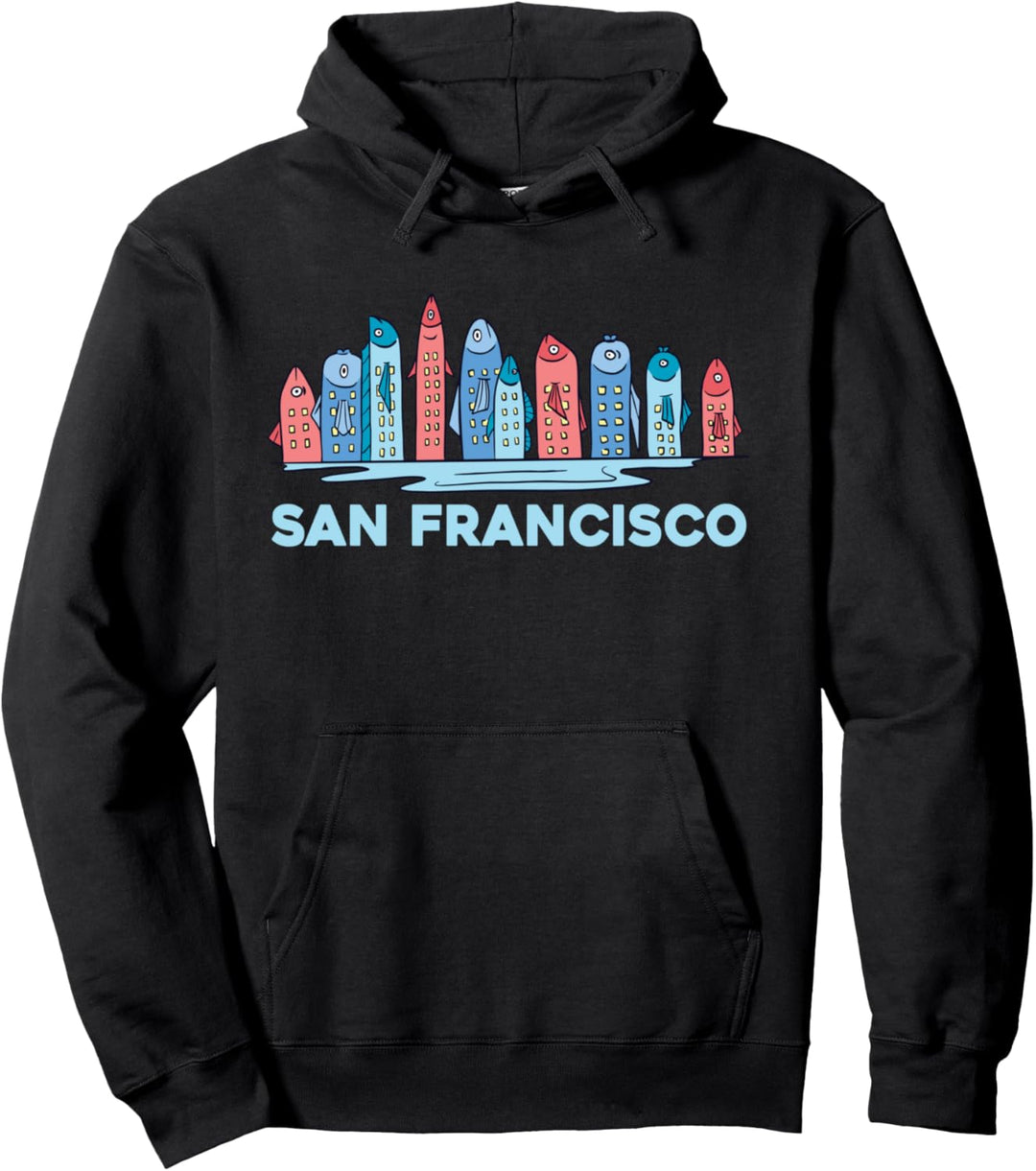 San Francisco Skyline Fische Lustig Kalifornien USA Souvenir Pullover Hoodie