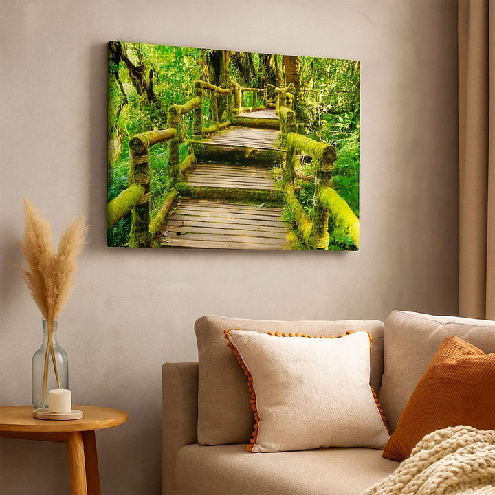 ARTTOR Bilder auf Leinwand Asien natur park brücke Leinwandbild 70x50cm Wandbilder Dekoration Wohnzi