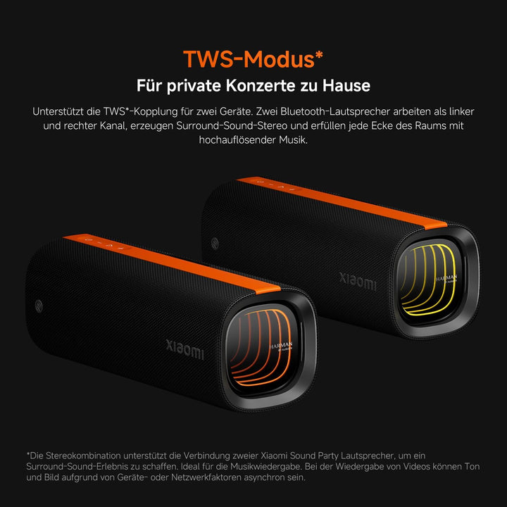 XIAOMI Sound Party - 50W Leistung, Wasser-und Staubresistent nach IP67, Harman AudioEFX, TWS Modus f
