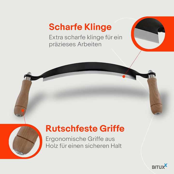 Bituxx Zugmesser für Holz Ziehmesser Schäleisen Zieheisen gebogen 10"