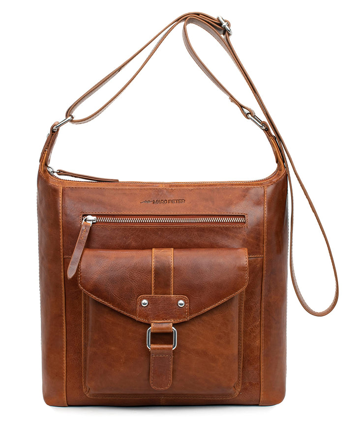 Marc Peter Melbourne Damen Schultertasche I Damen handtasche aus Nappaleder I Vintage Umhängetasche