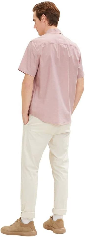 TOM TAILOR Herren Oxford Kurzarm-Hemd mit Stretch L 31201 - Velvet Rose Chambray, L 31201 - Velvet R