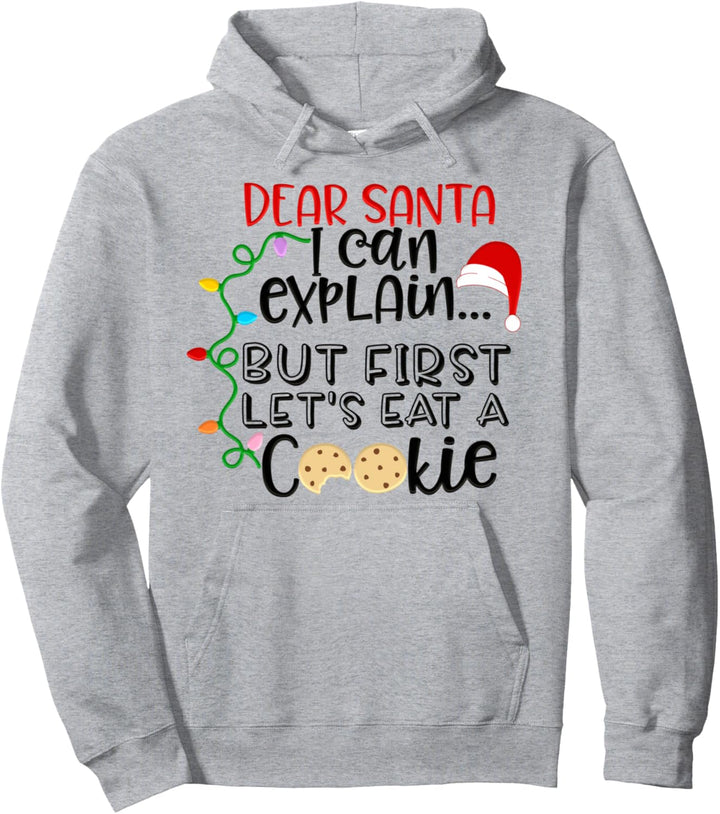 Dear Santa I Can Explain But First Eat Cookie Kids Christmas Pullover Hoodie