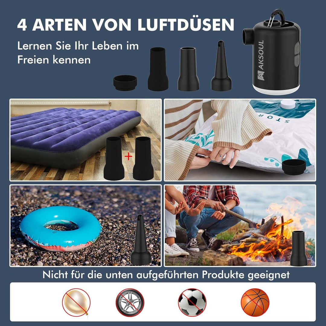 AKSOUL Elektrische Luftpumpe Pumpe Akku: 3600 4000mAh Wiederaufladbare Batterie AA Batterie Portable