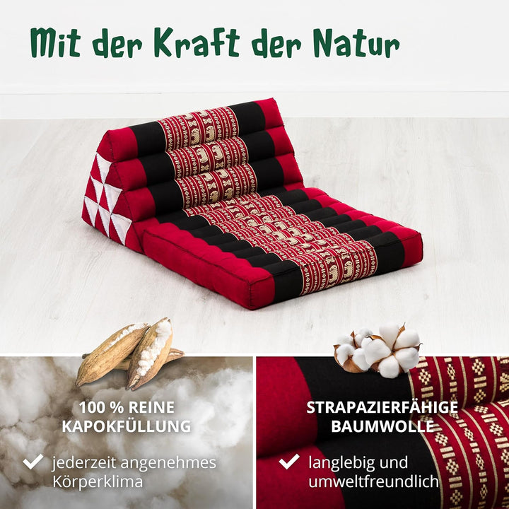 livasia Thaikissen mit 1 Auflage, Dreieckskissen mit Sitzkissen, Keilkissen mit Kapok, Rückenkissen