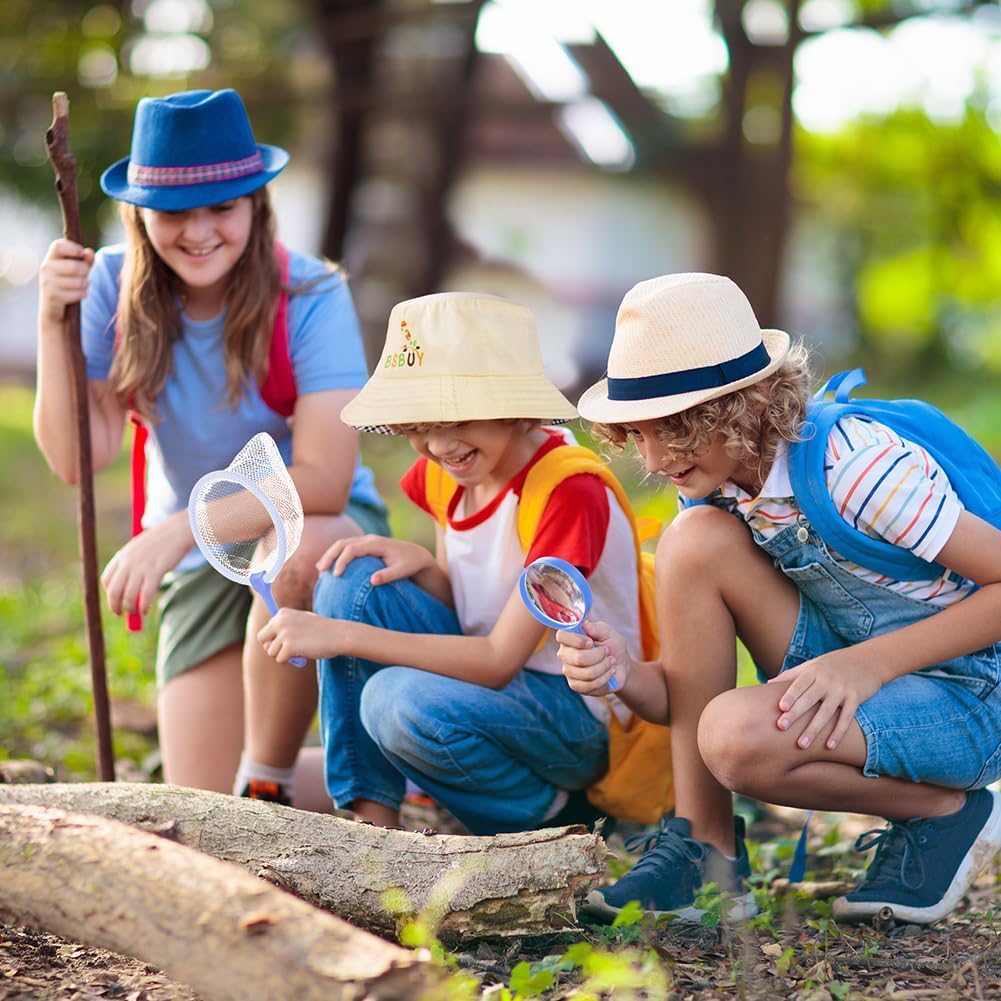 Forscherset für Kinder 4Pcs Exploration Spielzeug mit Frachtweste Hut Insektennetz und Lupe Outdoor