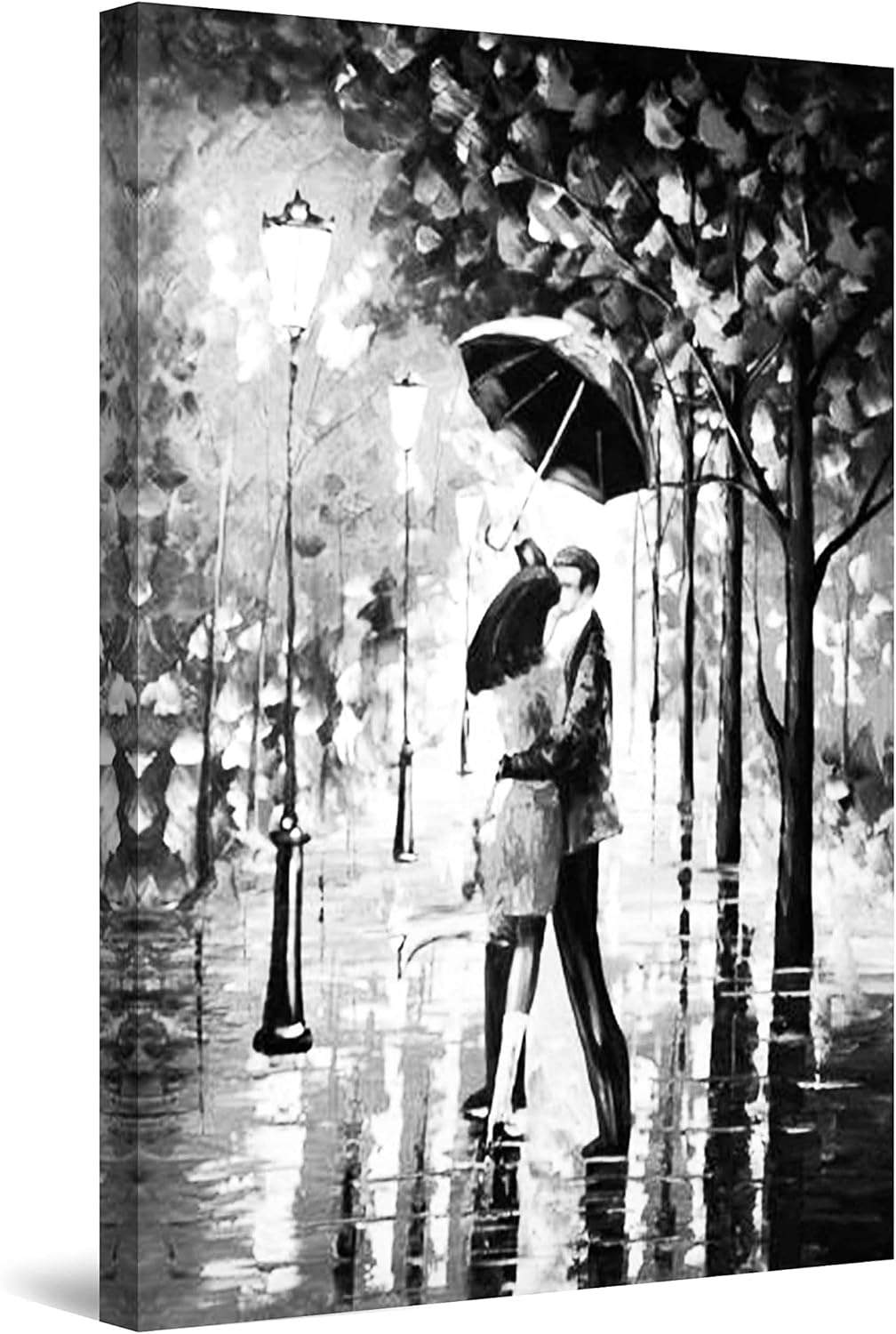 Startonight Leinwandbilder Schwarz und Weiss Kuss im Regen, Doppelansicht Überraschung Modernes Deko