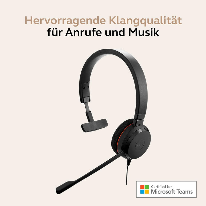 Jabra Evolve 20 Mono Headset - Unified Communication Zertifizierte Kopfhörer für VoIP Softphone mit
