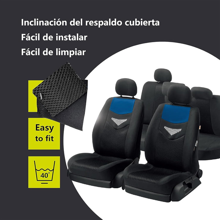 Autositzbezüge Universal Fit Komplettset, Schonbezüge-Auto, Komplettset, 2 Vordersitzbezüge, 1 Rücks