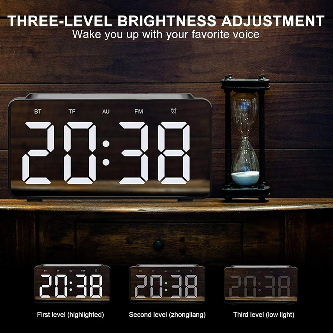 Clenp Bluetooth-Lautsprecher, Bedside Grosse HD-LED-Anzeige Wecker Radio BLE-Lautsprecher Drahtloses