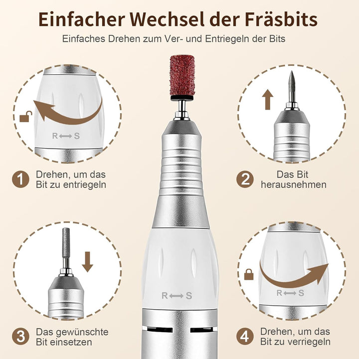 Nagelfräser für Gelnägel 35000 U/Min, Touch-Bedienung 35W, LED Display Elektrische Fräser Maniküre P