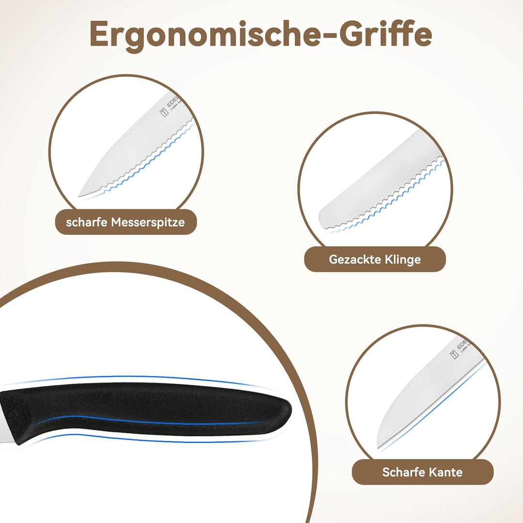 Gemüsemesser-Set,6-teilig,Multifunktionales Messer,Tomatenmesser,Ergonomischer Griff,Superscharfes K