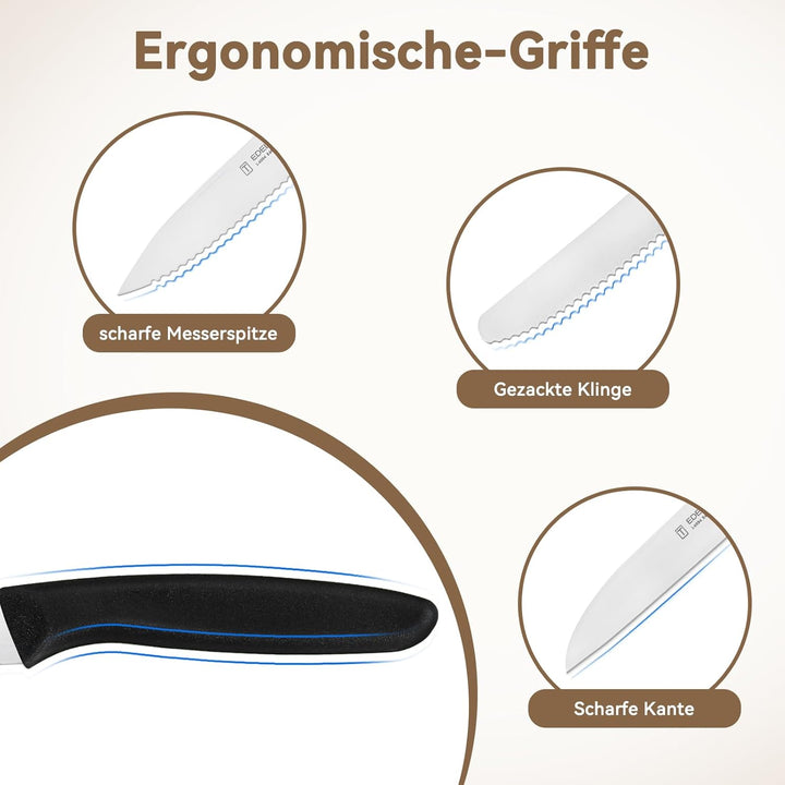 Gemüsemesser-Set,6-teilig,Multifunktionales Messer,Tomatenmesser,Ergonomischer Griff,Superscharfes K