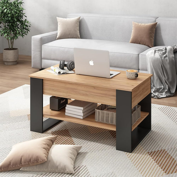 Vicco Couchtisch Lifto, Eiche/Anthrazit, 92 x 51 cm mit Liftfunktion, Oak/Anthracite