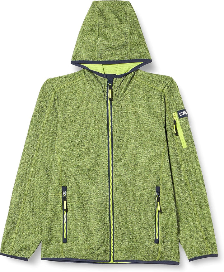 CMP Jungen Kinder-knit-tech-jacke mit Fester Kapuze KID JACKET FIX HOOD 140 B.BLUE-ACIDO, 140 B.BLUE