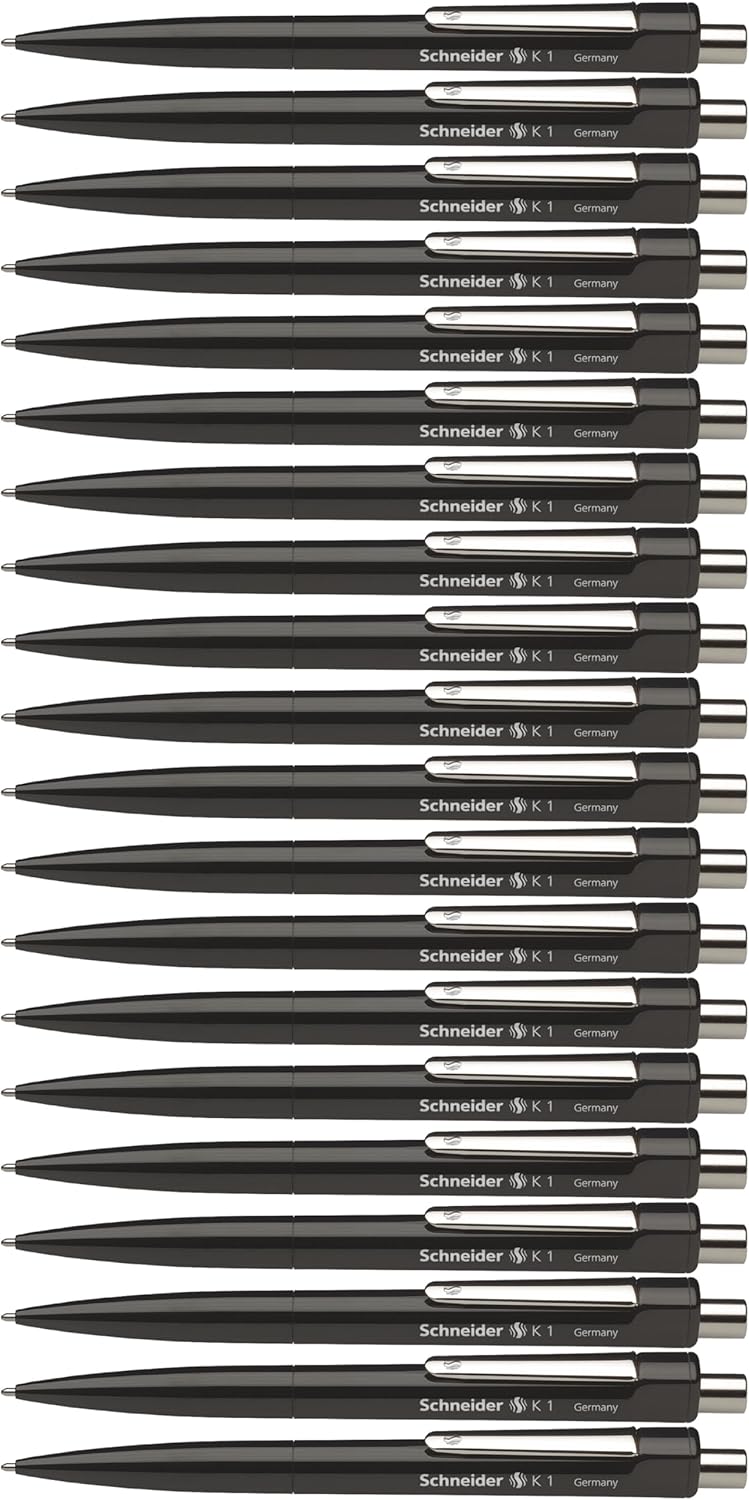 Schneider 3151 K 1 Druckkugelschreiber (M, dokumentenecht) 20er Packung, schwarz, schwarz