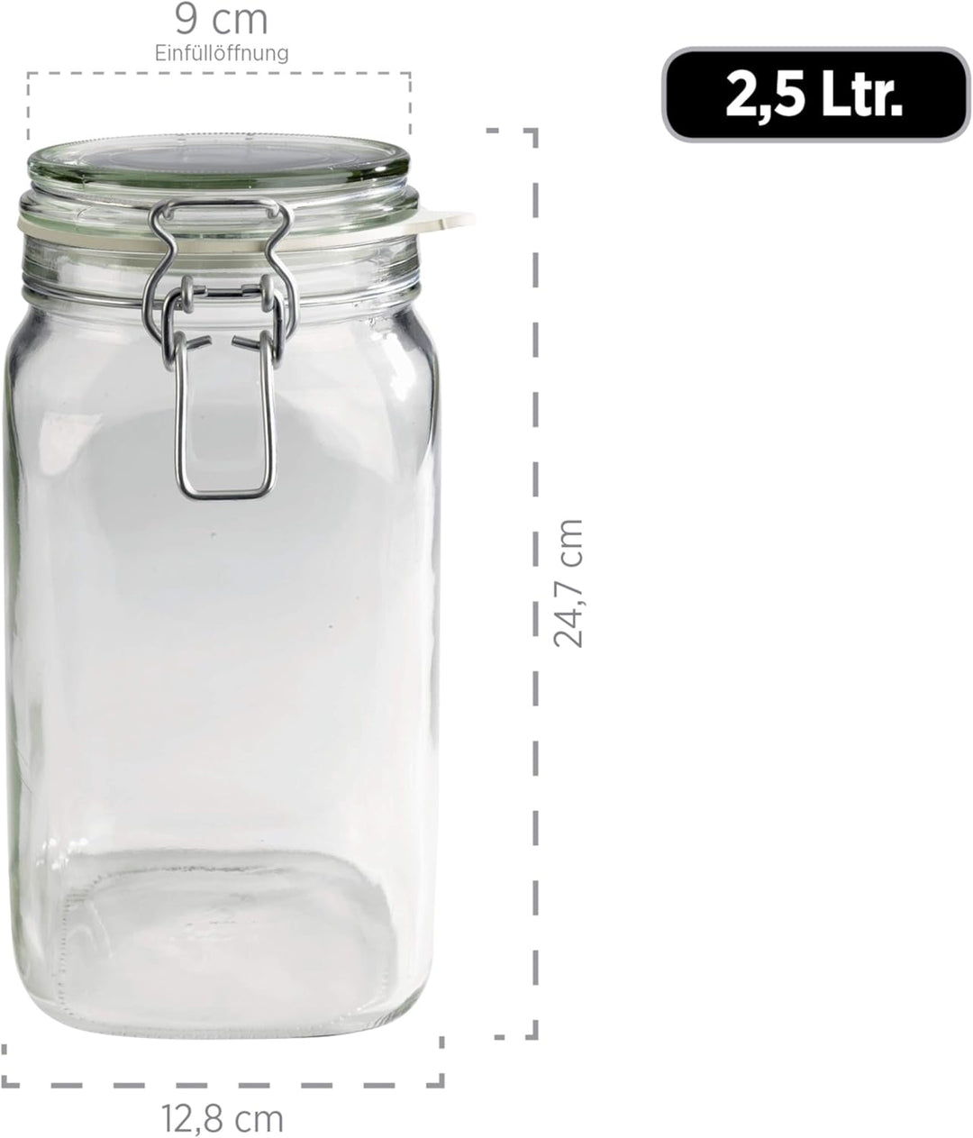 MÄSER 925343 Gothika, Einmachgläser gross, 6er Set à 2,5 l, made in Germany, Vorratsgläser mit Decke